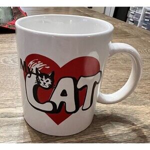 Love My Cat Coffee Cup Red Heart Gift Tea Mug Ceramic White Made in England
